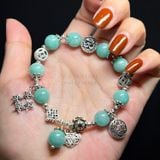  Vòng đá Amazonite/ đá Thiên Hà mix bạc 925 
