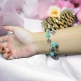  Vòng đá Amazonite/ đá Thiên Hà mix bạc 925 