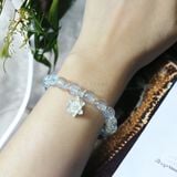  Vòng đá thạch anh ưu linh trắng mix bạc 925 