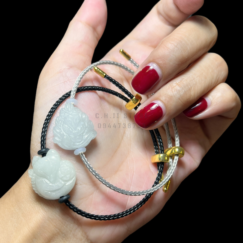  Dây đeo tay hồ ly cẩm thạch trắng 