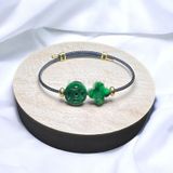  Dây đeo tay đồng xu kim tiền và cỏ 4 lá ngọc sơn thủy 