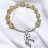  Vòng đá thạch anh tóc vàng mix bạc 925 