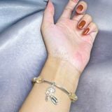  Vòng đá thạch anh tóc vàng mix bạc 925 