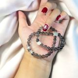  Vòng đá thạch anh tóc đen mix bạc 925 