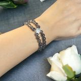  Vòng đá thạch anh tóc đen mix bạc 925 