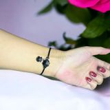  Dây đeo tay cỏ 4 lá và túi tiền tài lộc thạch anh tóc đen 
