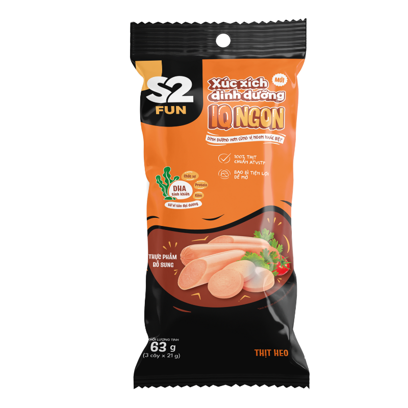  S2 FUN XÚC XÍCH DINH DƯỠNG - IQ NGON (MỚI) - 63G 