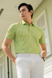  Áo phông có cổ hoạ tiết, (Neon xanh, 39) 