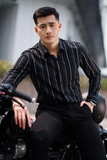  Áo sơ mi sọc, (Đen, 39) 