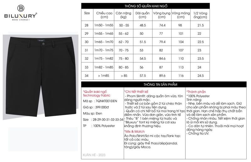  Quần kaki ngố thiết kế, (Đen, 28) 