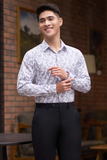  Áo sơ mi dài tay hoạ tiết (Ghi sáng, 39) 
