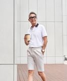 Áo polo hoạ tiết, (Trắng, 39) 