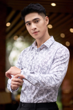  Áo sơ mi dài tay hoạ tiết (Ghi sáng, 39) 