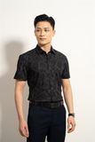  Áo sơ mi cộc tay hoạ tiết, (Đen, 39) 