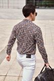  Áo sơ mi dài tay hoạ tiết (Đen,39) 