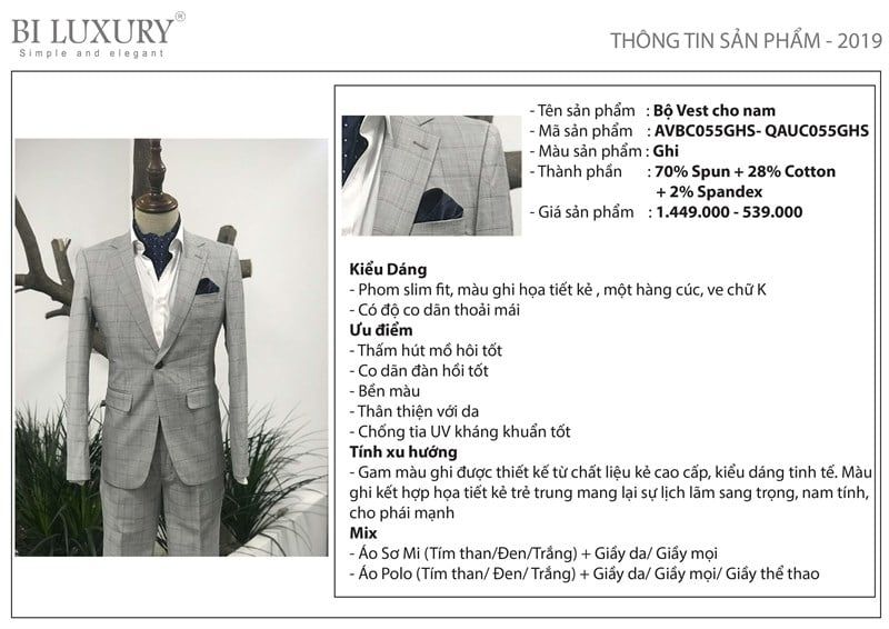  Áo vest ve k 1 khuy ( Ghi sáng ) 