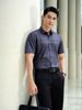 Áo sơ mi cộc tay caro (Ghi Tối, 39)