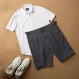  Áo sơ mi cộc tay hoạ tiết, (Trắng, 39) 