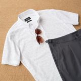  Áo sơ mi cộc tay hoạ tiết, (Trắng, 39) 