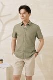  Áo sơ mi cộc tay họa tiết, (Rêu, 39) 