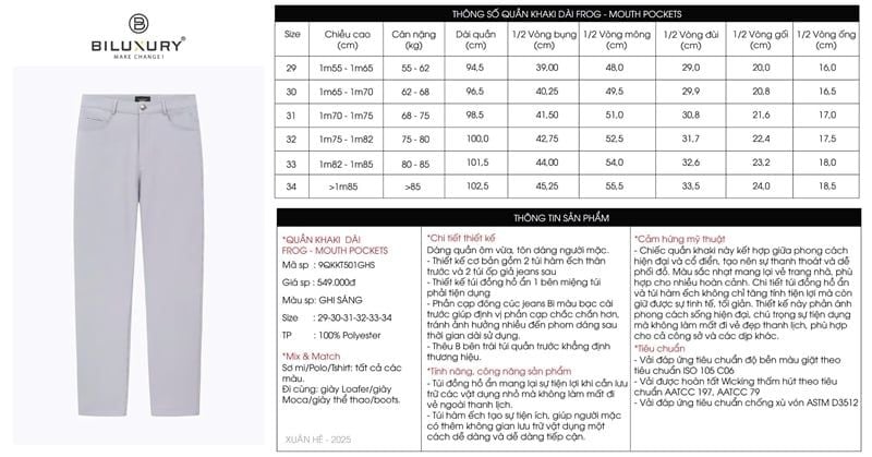  Quần kaki dài thiết kế, (Ghi sáng, 29) 