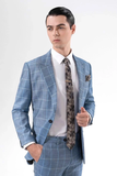 Áo vest caro, (Xanh) 4AVBC015XAH0142 -Quần vest caro, (Xanh) 4QAVC015XAH0132 