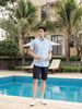 Áo sơ mi cộc tay hoạ tiết, (Xanh, 39)