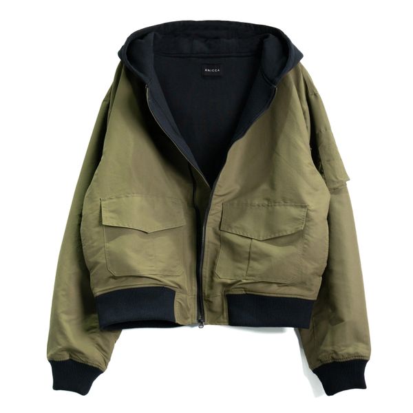  CARGO HOODED BOMBER JACKET - OLIVE 