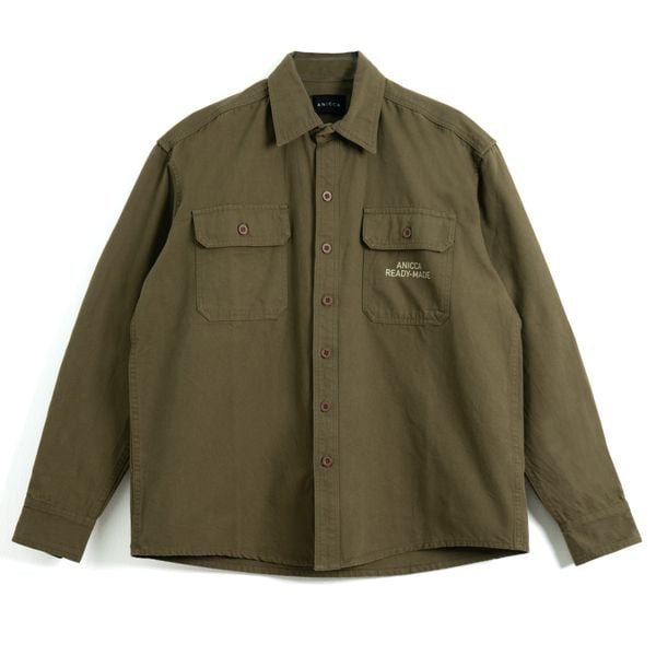  LONG SLEEVE CANVAS SHIRT - OLIVE 