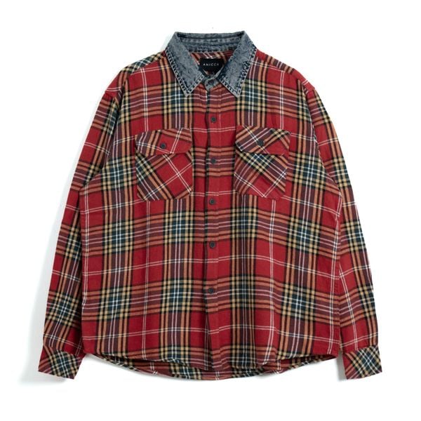  DENIM COLLAR FLANNEL - CARDINAL 