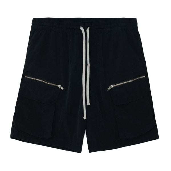  NYLON ZIP SHORTS - BLACK 