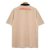  ZIP UP HENLEY DENIM COLLAR SHIRT - CAMEL 