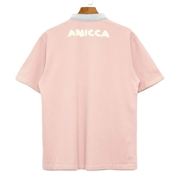  ZIP UP HENLEY DENIM COLLAR SHIRT - PINK PASTEL 