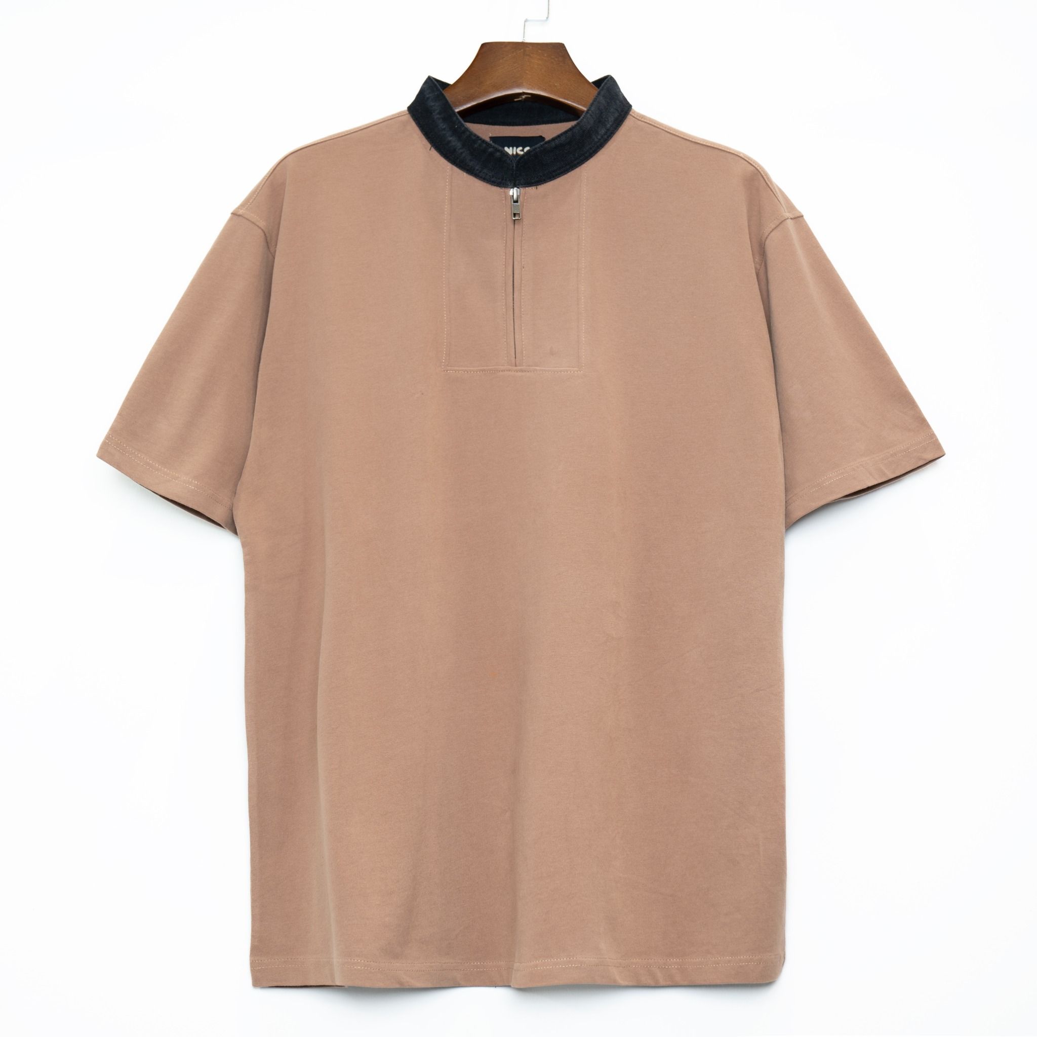 Zip Henley Collar Top