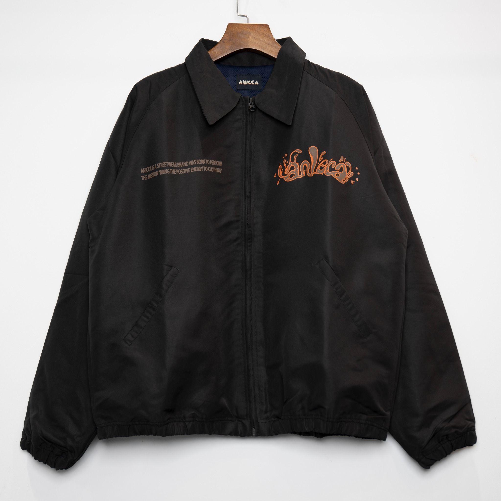  NYLON ZIPPER JACKET - BLACK BROWN LIQUID 