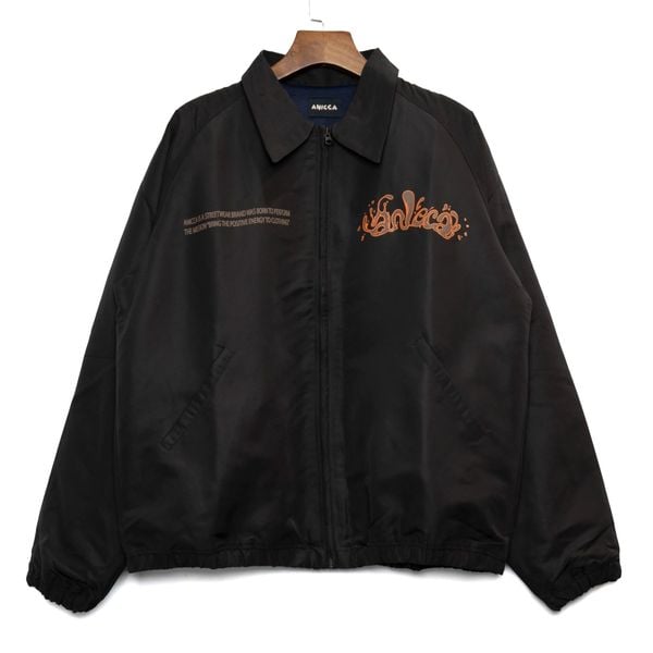  NYLON ZIPPER JACKET - BLACK BROWN LIQUID 