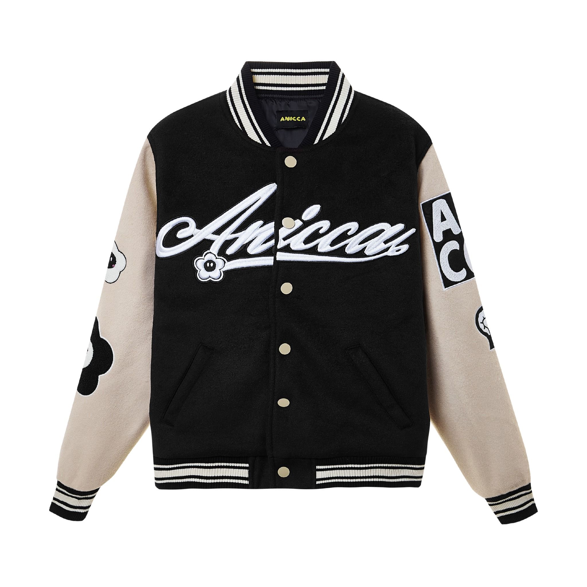  PREMIUM VARSITY JACKET - BLACK/OFFWHITE 