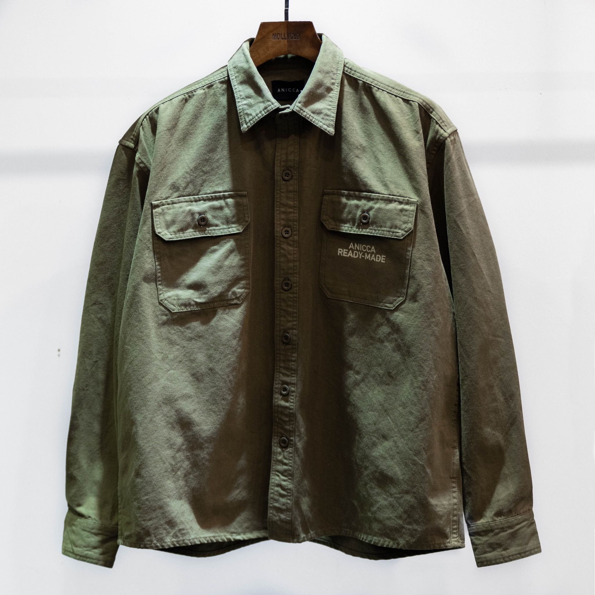  LONG SLEEVE CANVAS SHIRT - OLIVE 