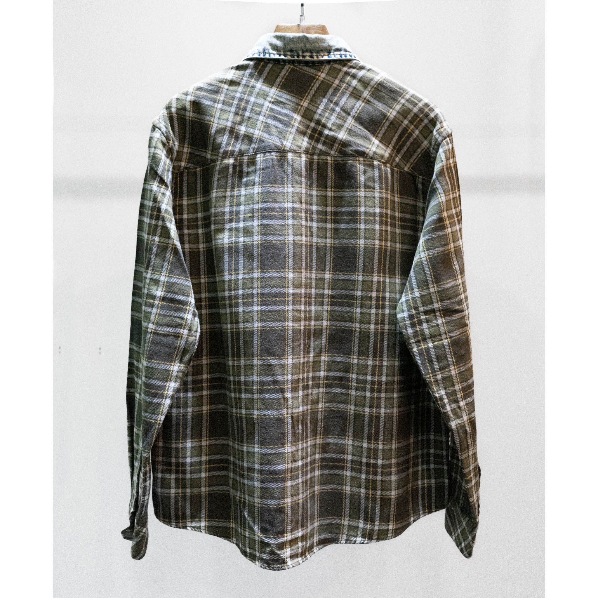  DENIM COLLAR FLANNEL - OLIVE HAZE 