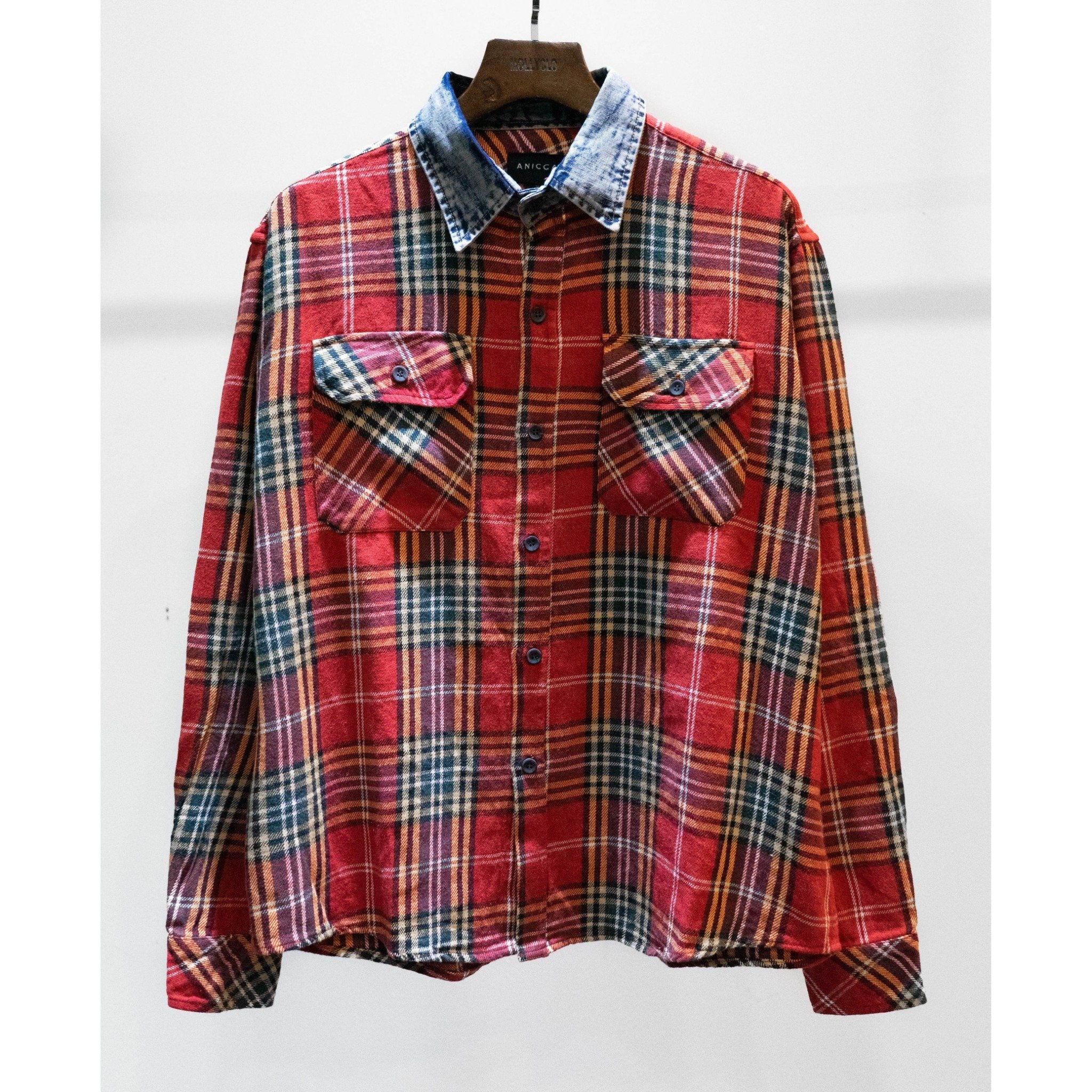  DENIM COLLAR FLANNEL - CARDINAL 