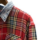  DENIM COLLAR FLANNEL - CARDINAL 