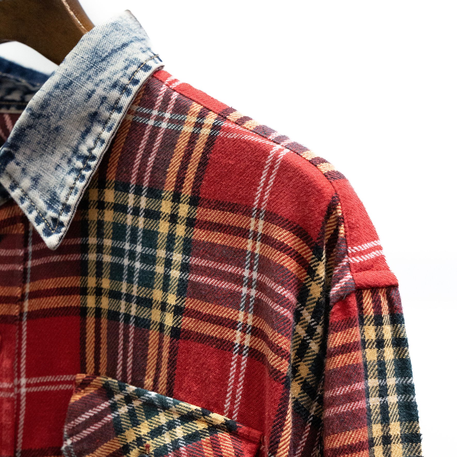  DENIM COLLAR FLANNEL - CARDINAL 