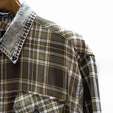  DENIM COLLAR FLANNEL - OLIVE HAZE 