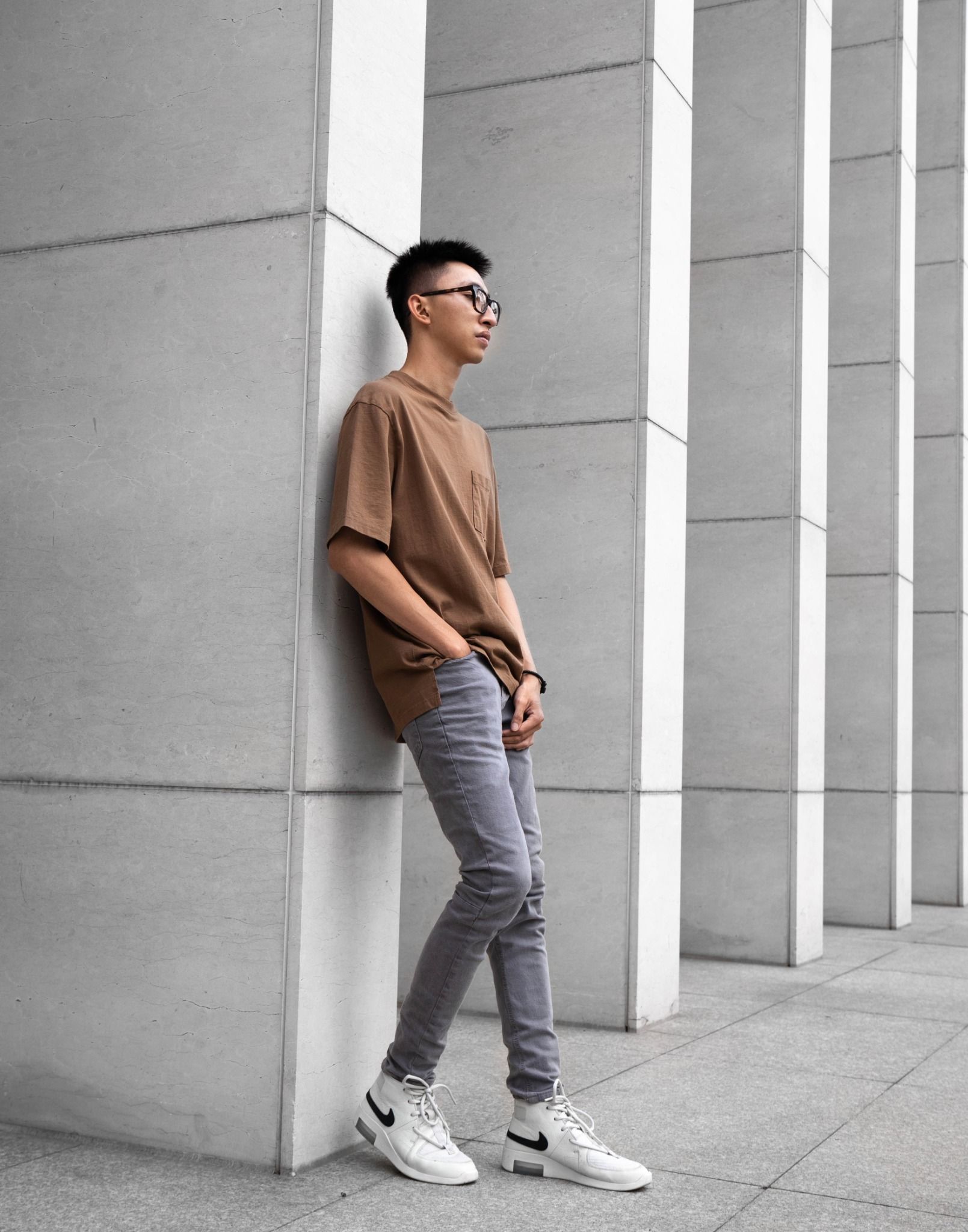  SPLIT POCKET T-SHIRT - DARK TAN 