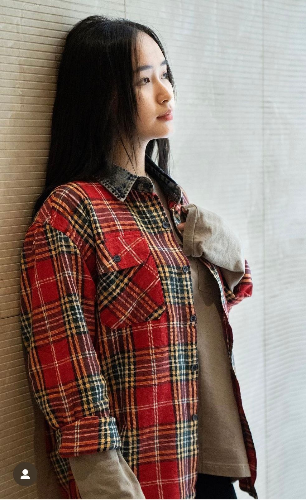  DENIM COLLAR FLANNEL - CARDINAL 