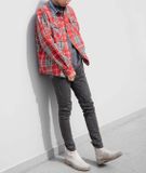  DENIM COLLAR FLANNEL - CARDINAL 