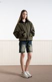  CARGO HOODED BOMBER JACKET - OLIVE 