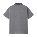  POLO SHIRT V2 - HEATHER GREY INDIGO COLLAR 