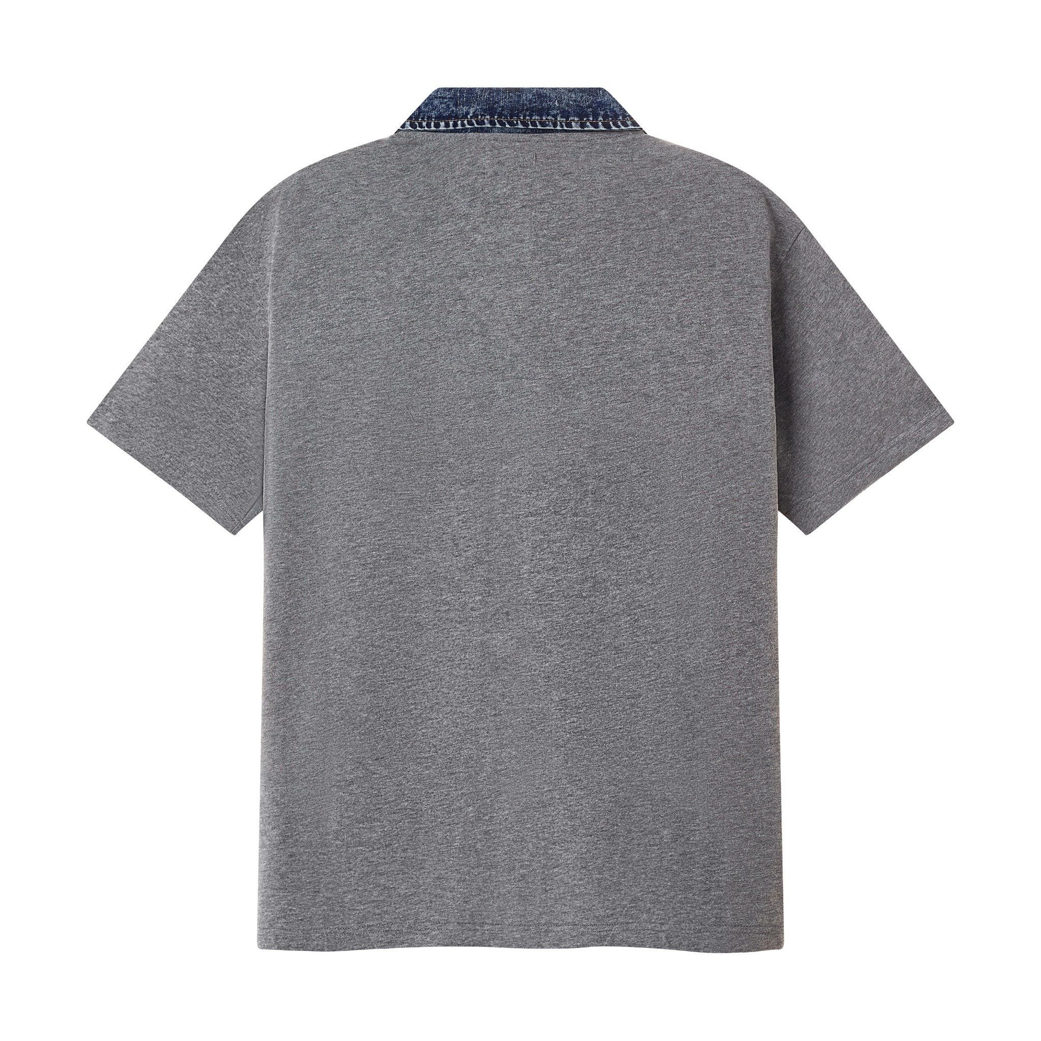  POLO SHIRT V2 - HEATHER GREY INDIGO COLLAR 