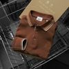 Áo Polo Tay Dài Nam BURBERRY BBR NÂU ĐẤT VẢI HẠT Chất Liệu CVC Dày Dặn Khuy Nút Khắc Logo Chuẩn Form Regular Cao Cấp